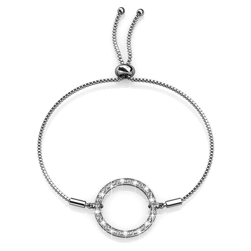 Krystal Couture White Gold Pave Set Circle Slider Bracelet Embellished with SWAROVSKI Crystals