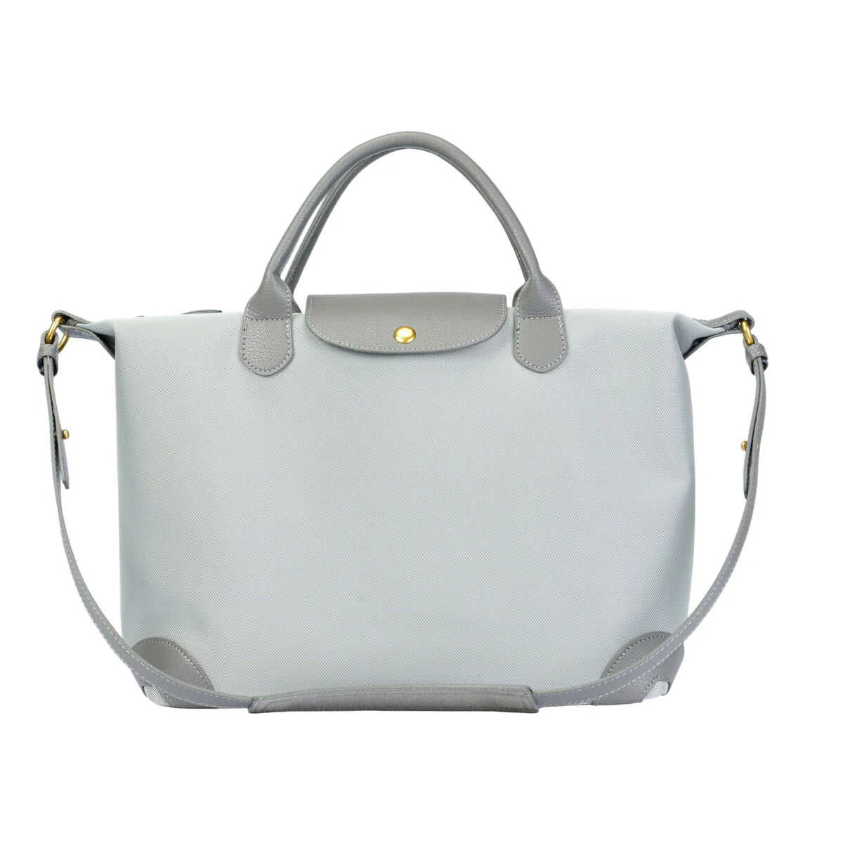 BAMEI Large Capacity Water-Resistant Nylon Handbag with Genuine Leather Trim - Grey