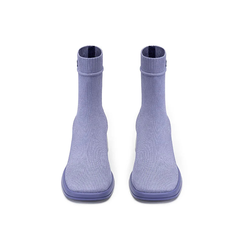 Stretch Knit Sock Boots - Lavender