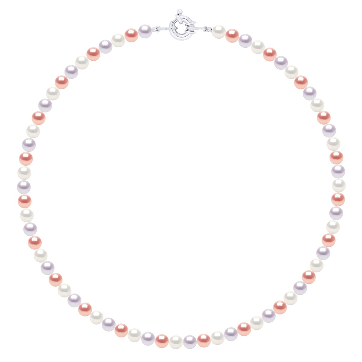 Necklace of Real Cultured Freshwater Pearls and Round 6-7 mm - Multicolor - Longueur 42 cm