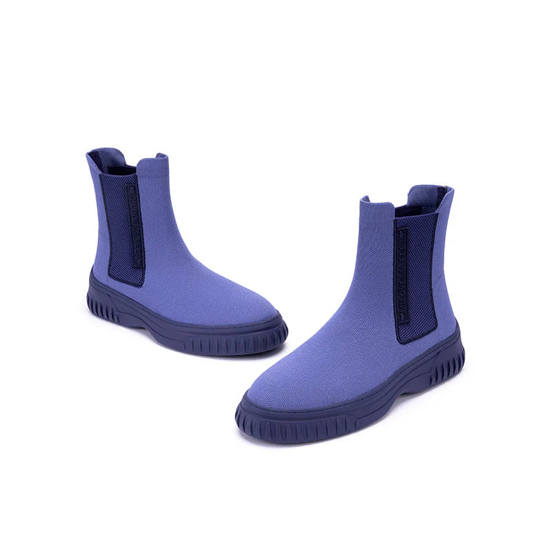 Knit Chelsea Ankle Boots - Purple
