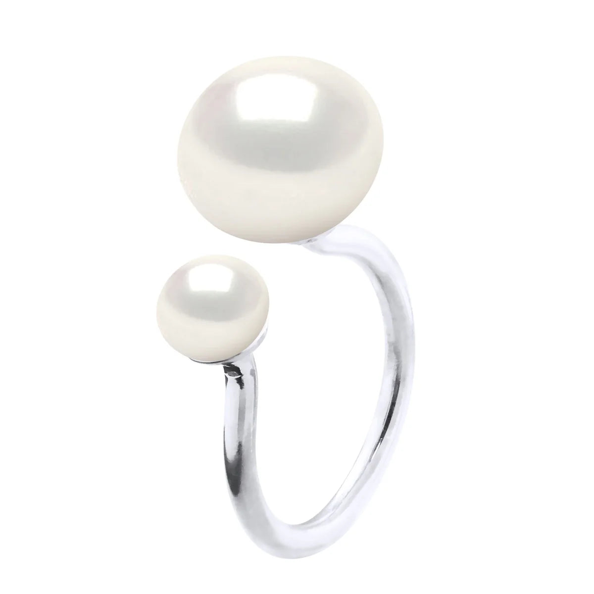 Ring Duo Button Freshwater Pearl White Sterling Silver