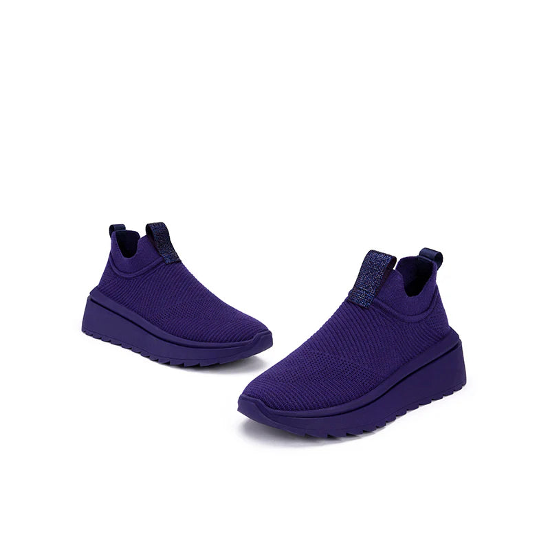 Slip-On Knit Wedge Sneakers - Purple
