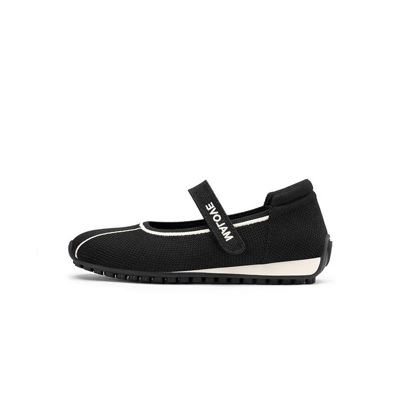 Sport Ballet Mary Jane Flats - Black