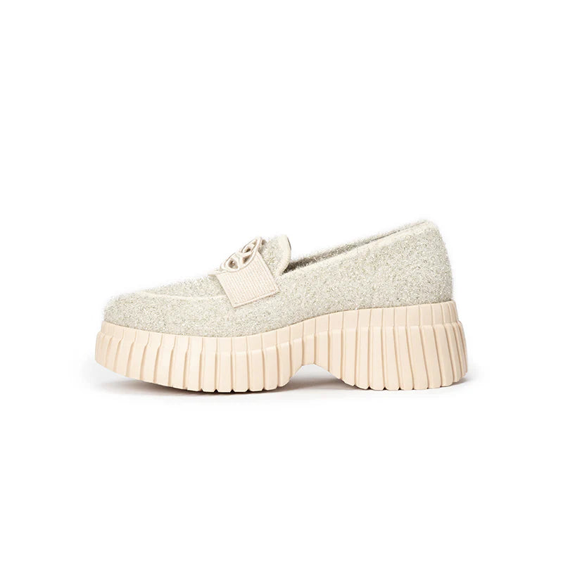 Paris Tweed Platform Loafers - Ivory
