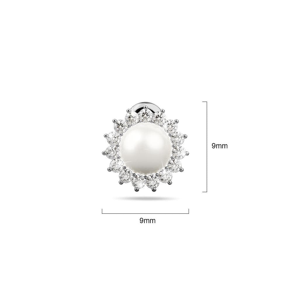 Bullion Gold Sublime Starry Pearl & CZ Stud Earrings White Gold