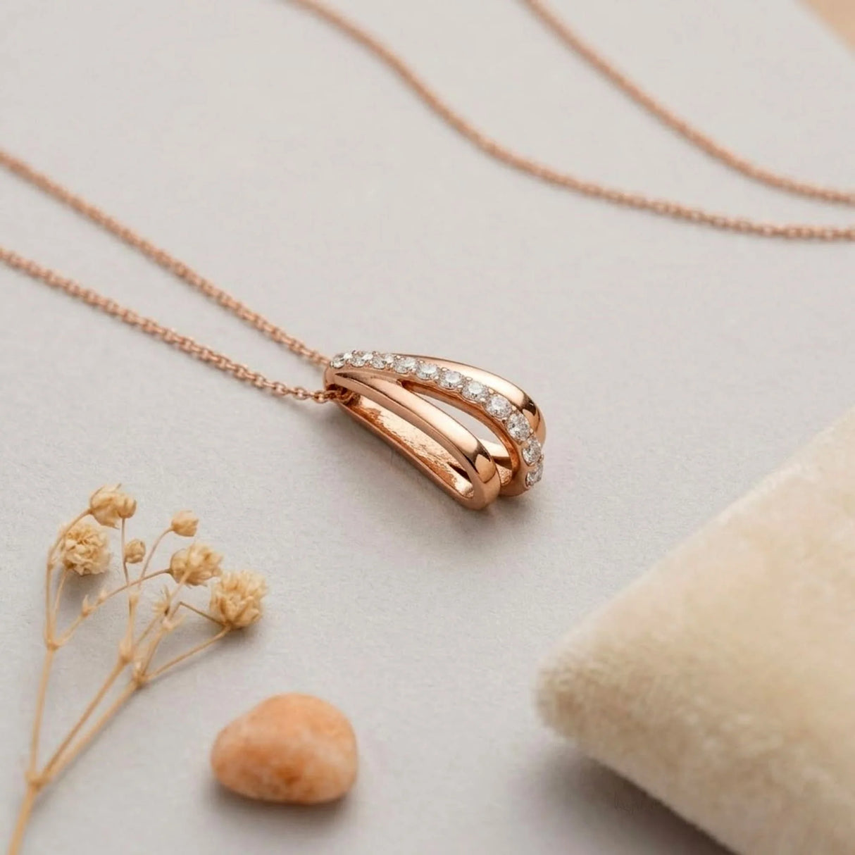 Krystal Couture Sparkly Triple Round Necklace in Rose Gold Adorned with Swarovski Crystals