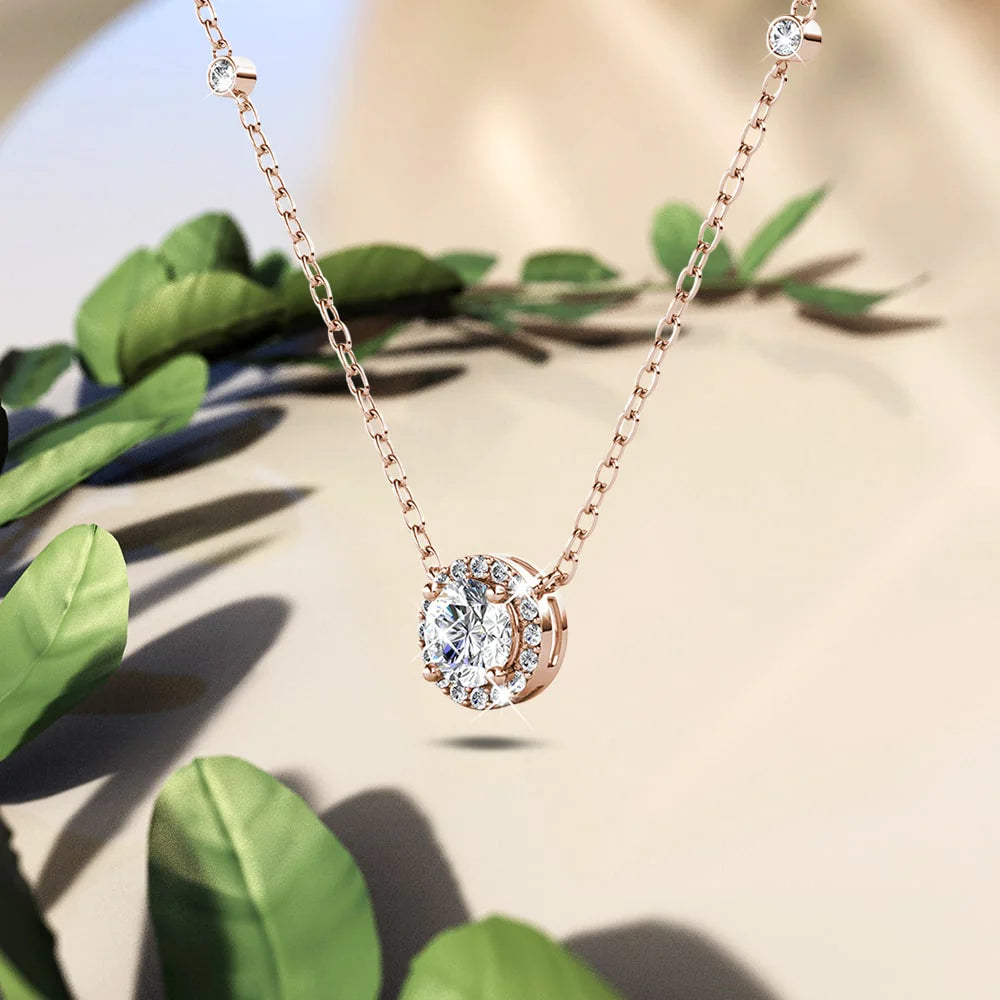 Krystal Couture Sacred Circle Necklace Embellished with Crystals from SWAROVSKI in Rose Gold