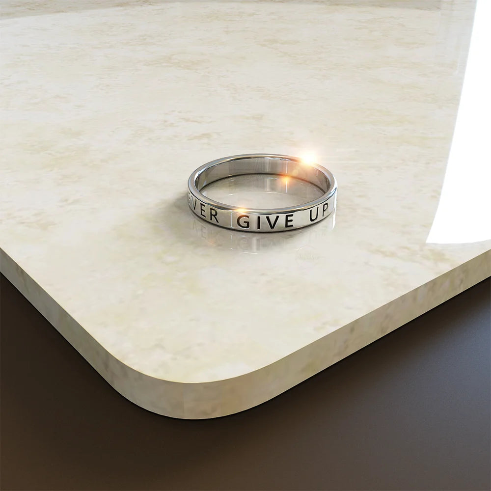 Solid 925 Sterling Silver Never Give Up Ring