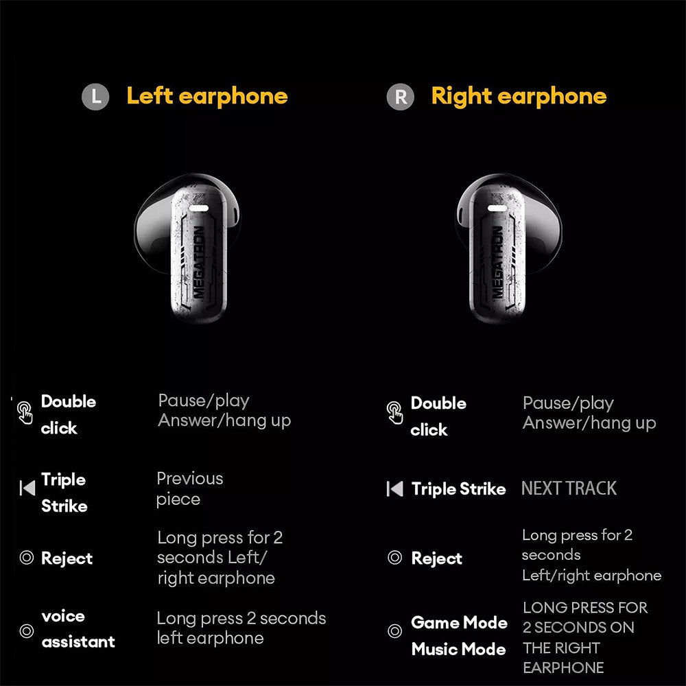 Transformers Wireless Earbud Earphones Bluetooth V5.4 Spacial Surround Sound TF-T31 - Black