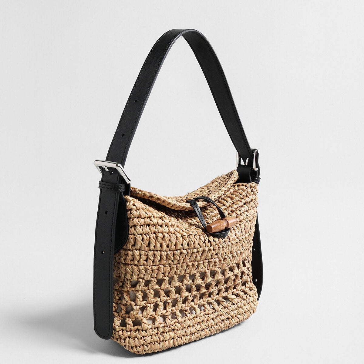 Handwoven Raffia Hobo Bag - Natural