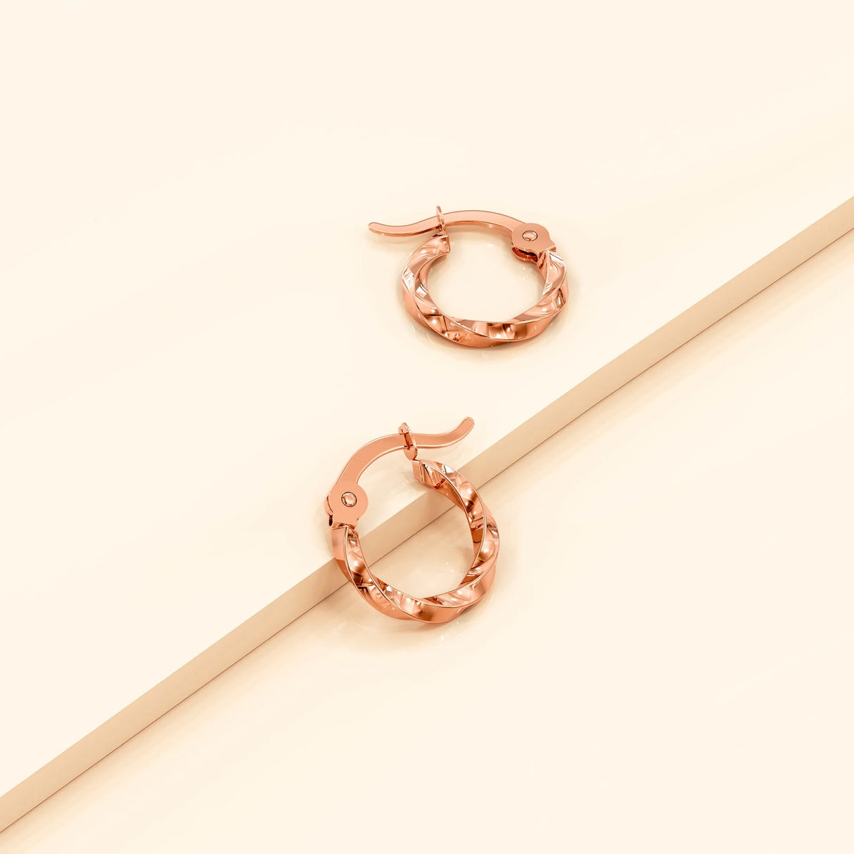 Bullion Gold Twisted Hoop Earrings 15mm