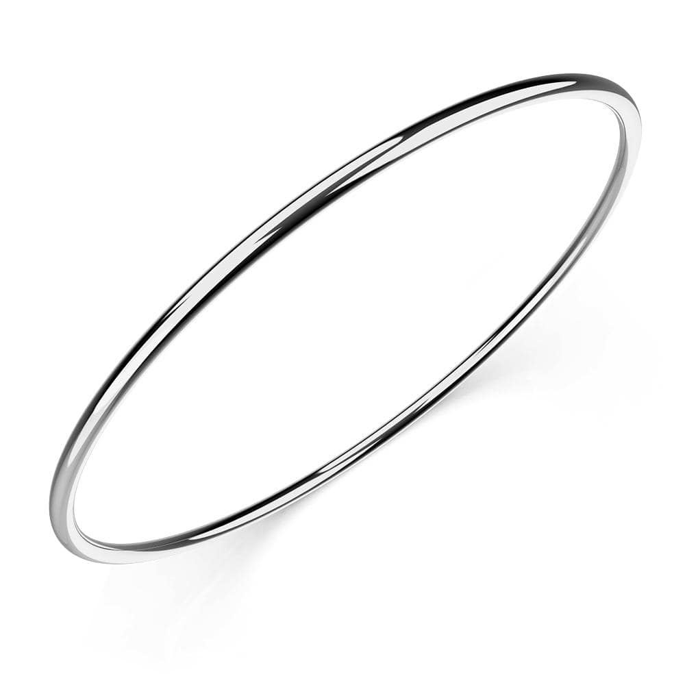Bullion Gold Solid Golf Bangle 2mm Rhodium Layered