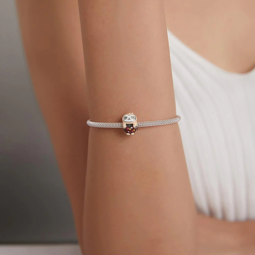 Solid 925 Sterling Silver Cool Sloth Cookies Pandora Inspired Charm