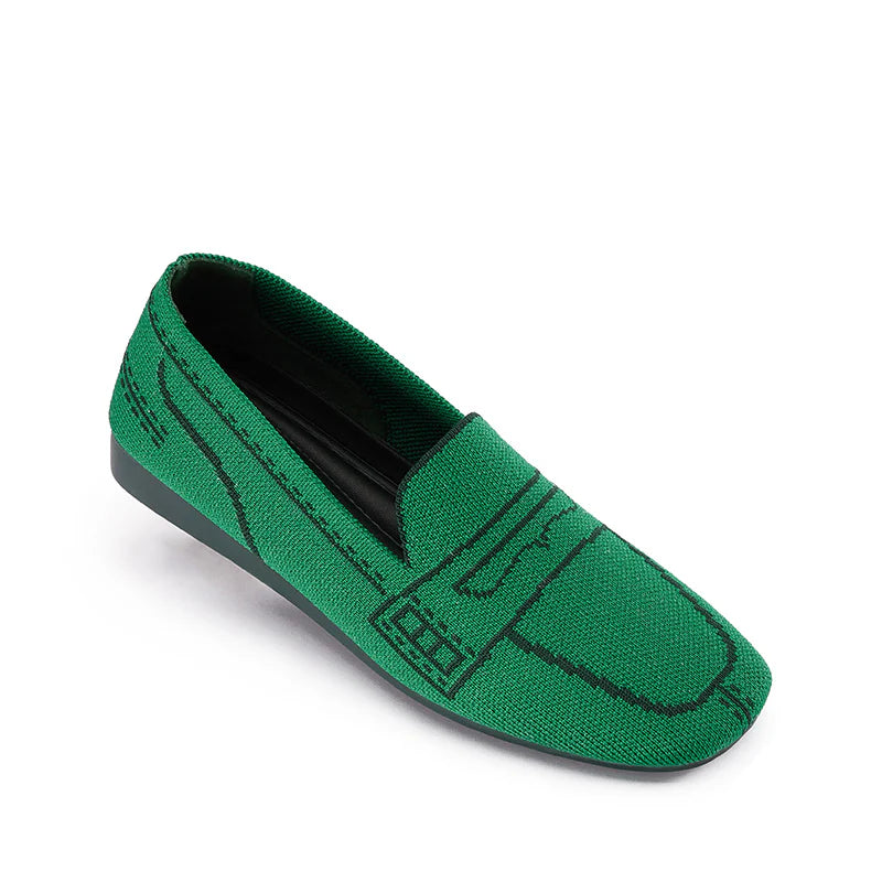Comfortable Slip On Square Toe Loafers - Green