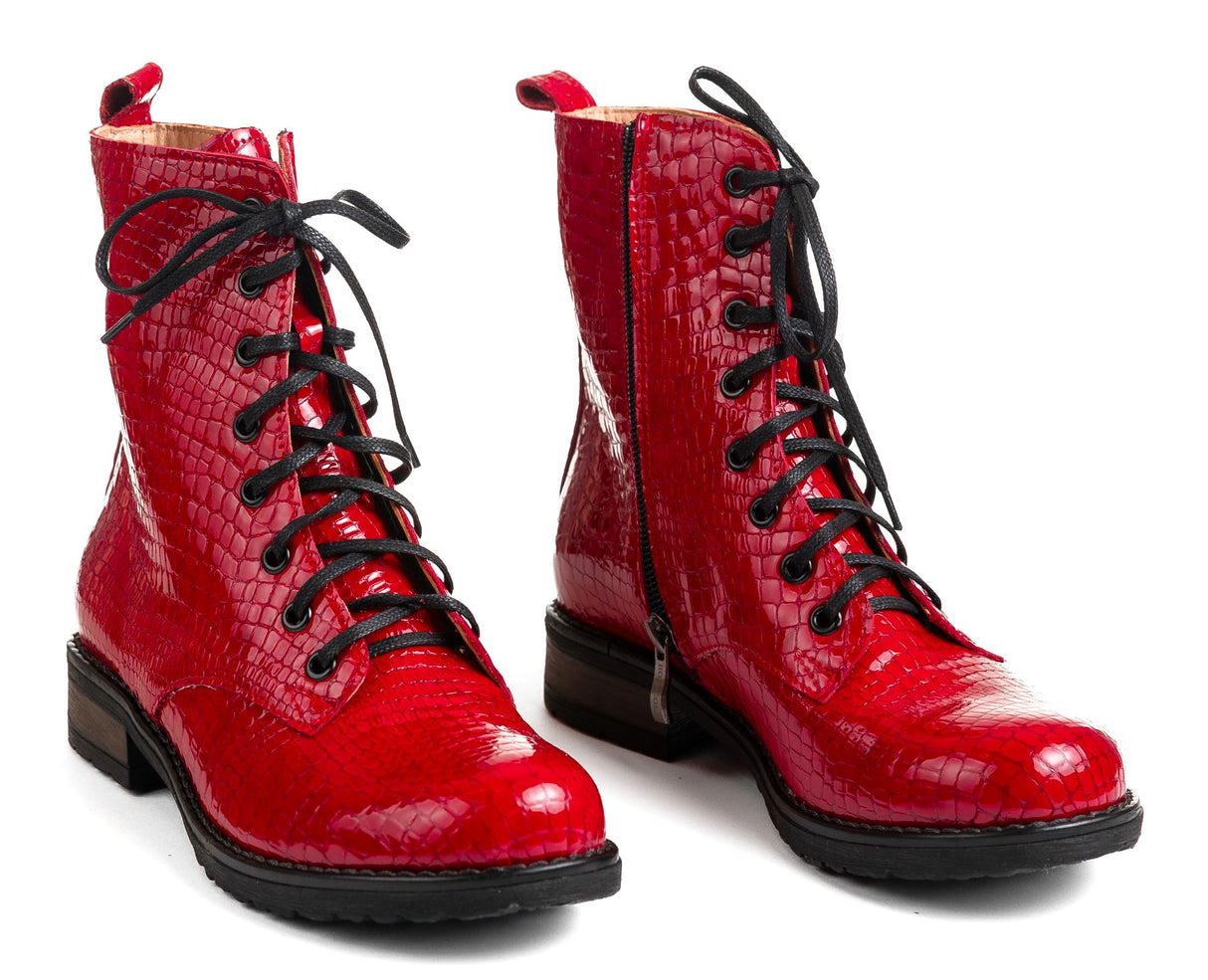 Bosccolo Womens Boots - Red Crocodile