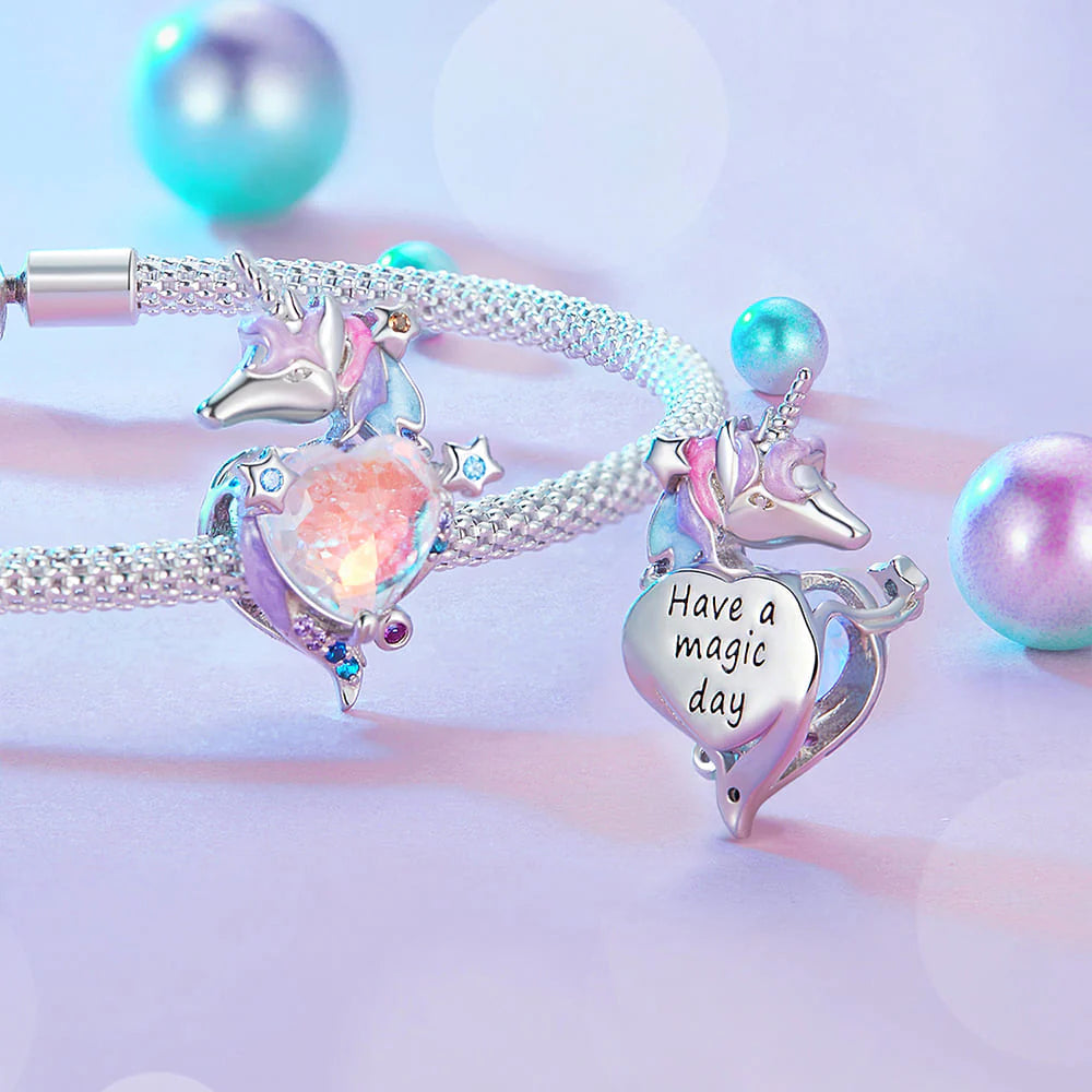 Solid 925 Signature Silver Mystic Majesty Unicorn Charm