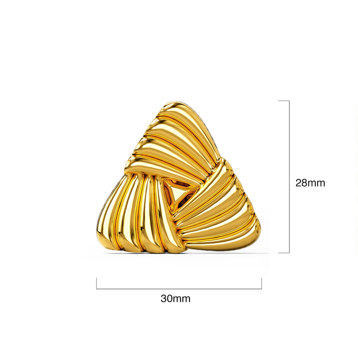 Bullion Gold Ridged Triangle Gold layered Stud Earrings