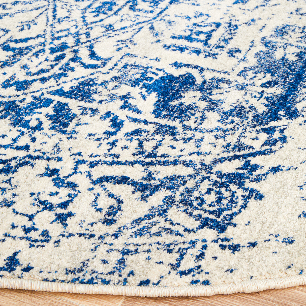Evoke 253 White Navy Round Rug
