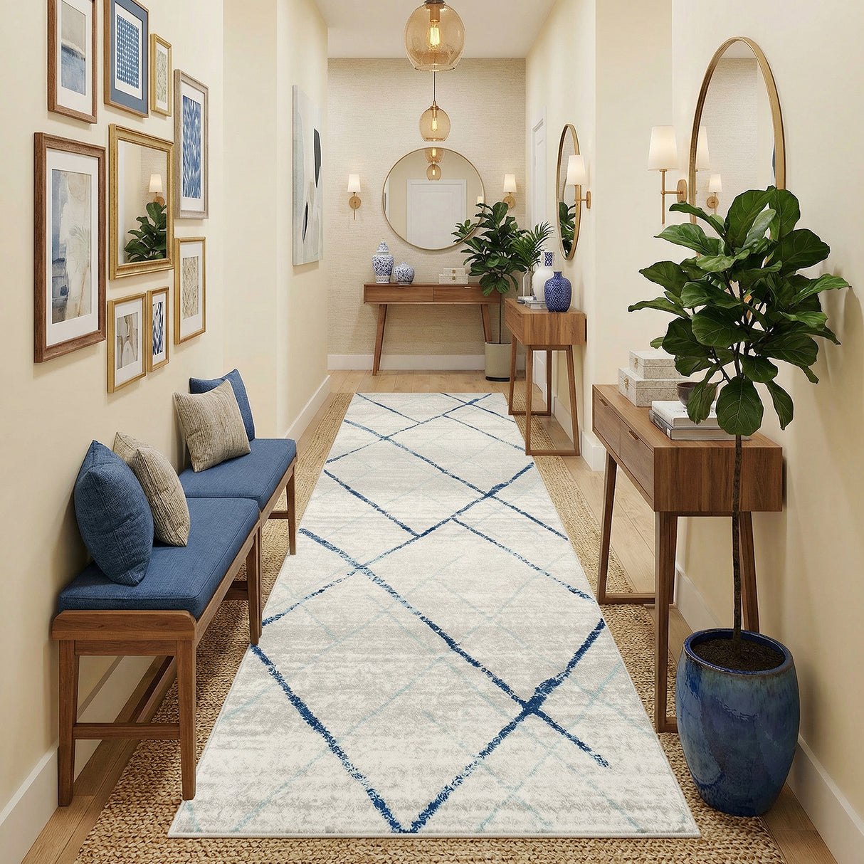 Oasis 452 Blue Runner Rug