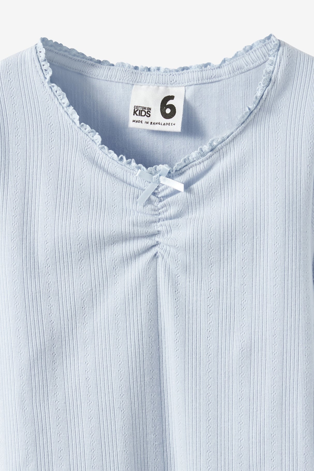 Cotton On Kids Girls Fitted Essential Long Sleeve Ruched Top - Ice Blue
