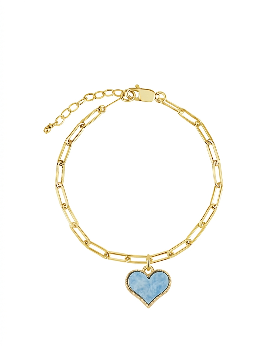 Liv Oliver 18K Gold Blue Shell Charm Bracelet
