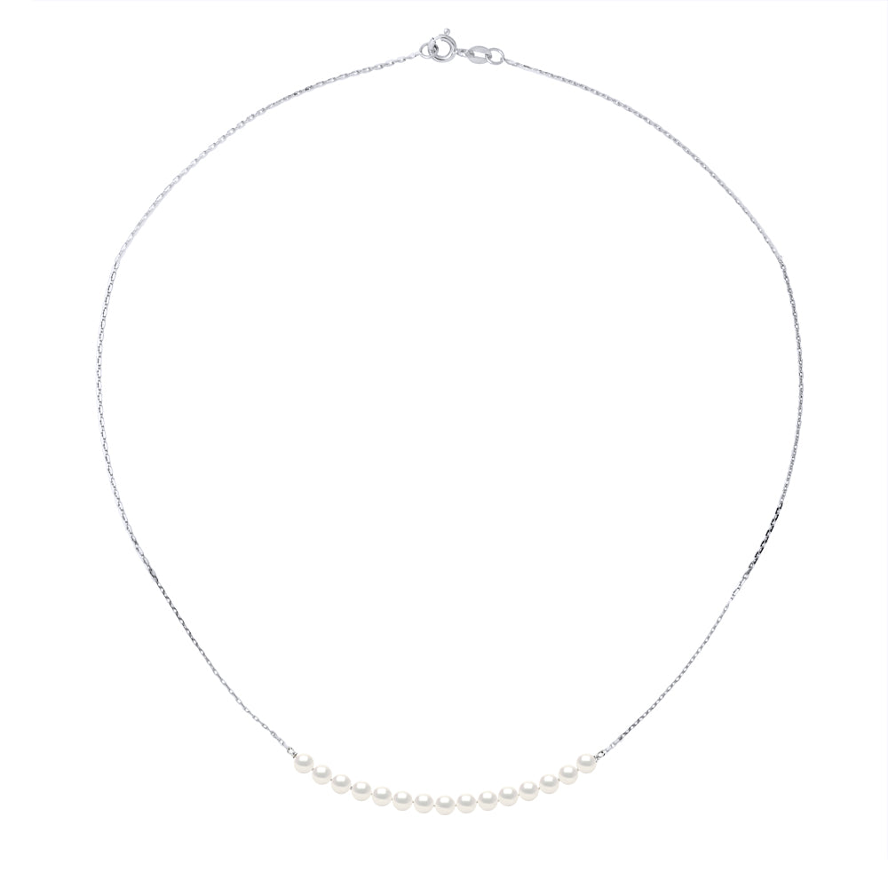 Necklace Curb Chain"pearls" - Natural Pearl White - Longueur 42 cm
