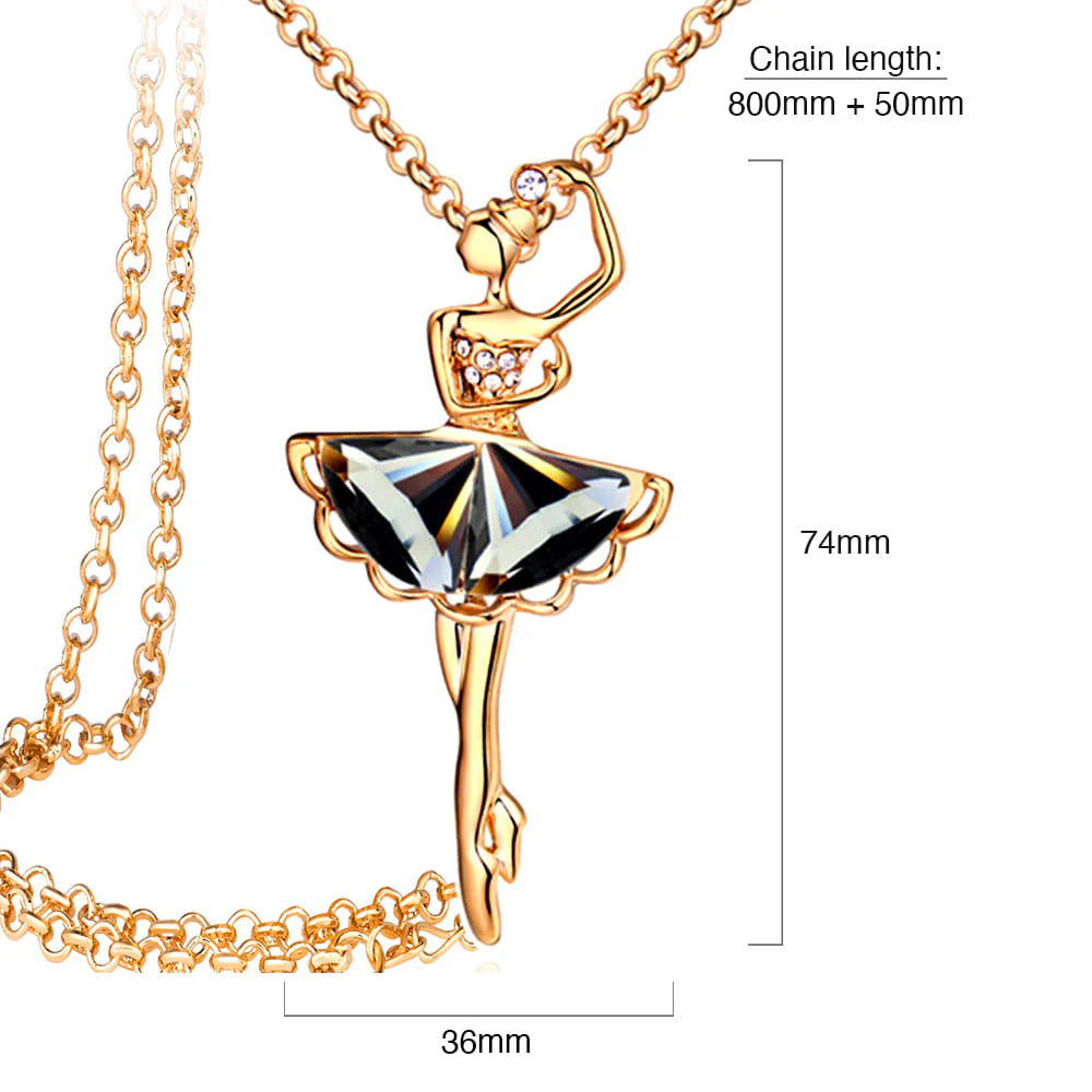 Krystal Couture Dancing Ballerina Long Necklace Embellished with SWAROVSKI Crystals