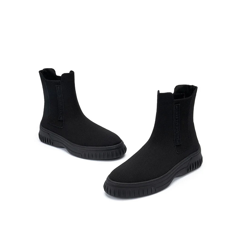 Knit Chelsea Ankle Boots - Black