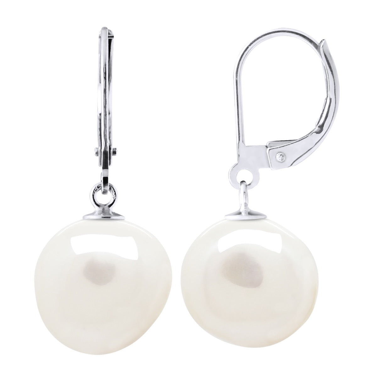 Earrings White Gold - Natural Pearl White - Longueur 42 cm