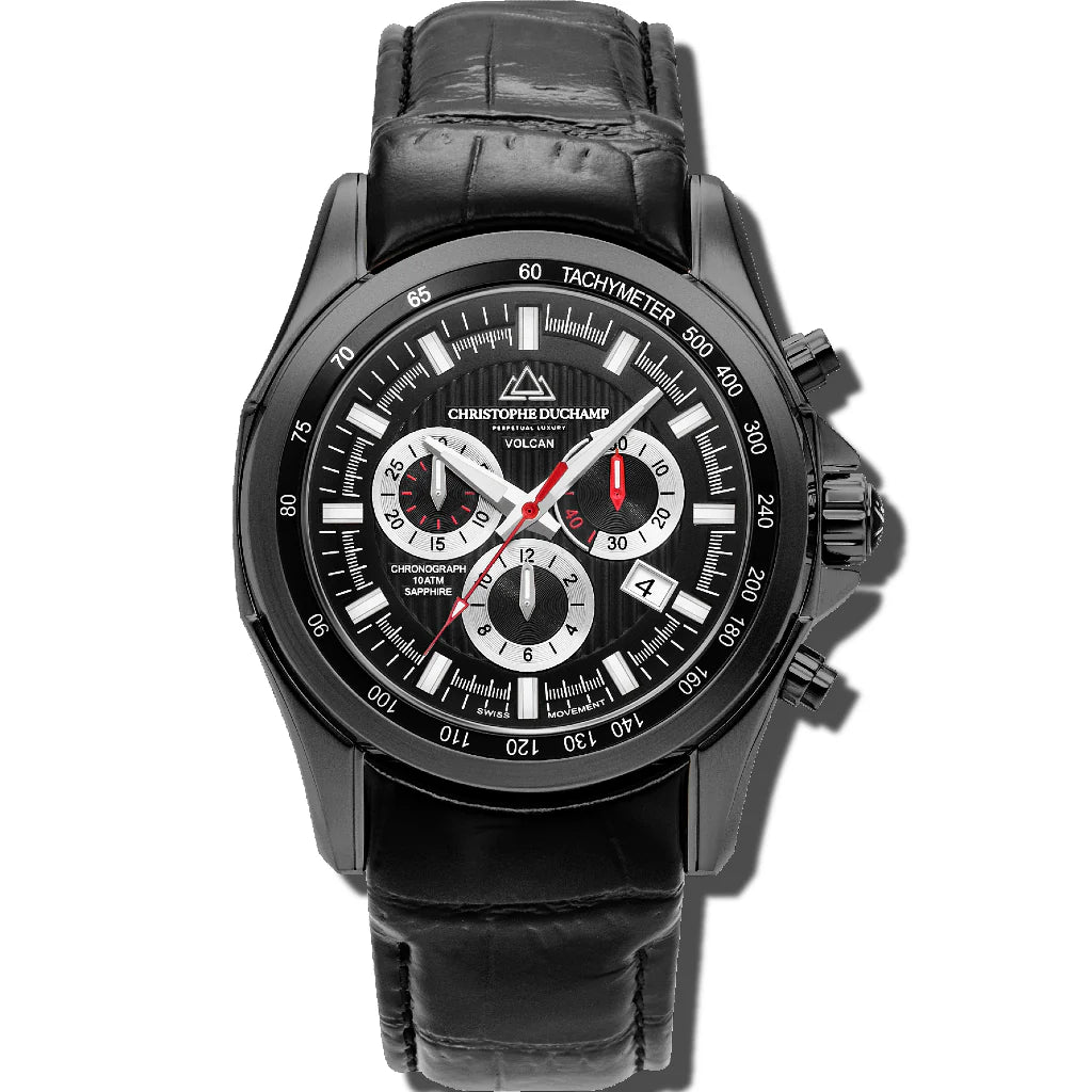 Christophe Duchamp Volcan - Black Dial & Italian Leather Strap