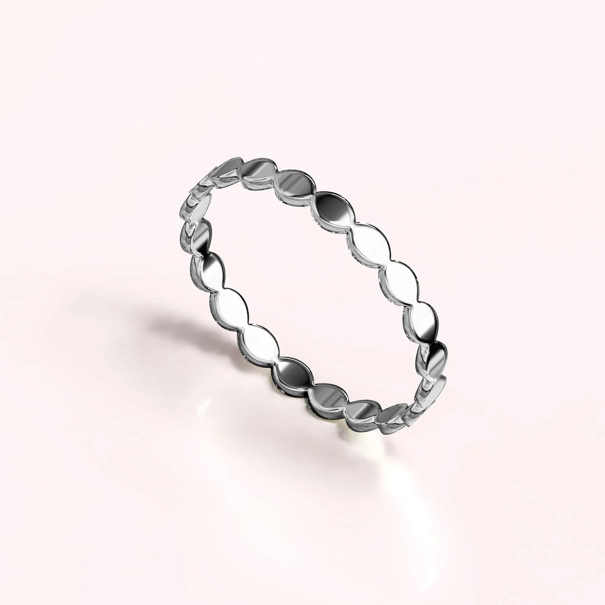Solid 925 Sterling Silver Bead Link Stacking Ring