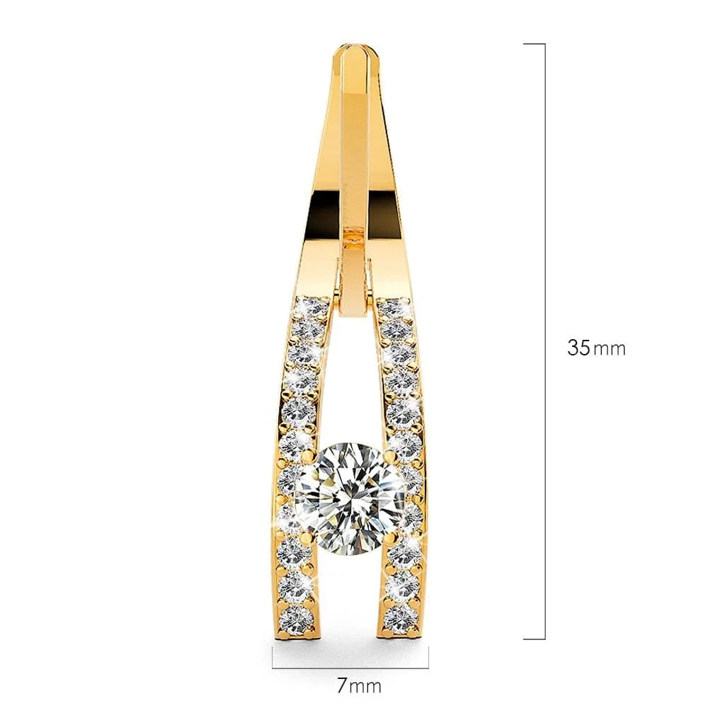 Bullion Gold Throne Sparkling Zirconia Latch Back Earrings