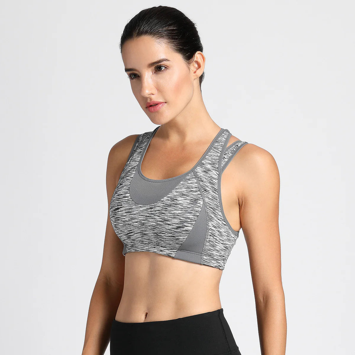 High Impact Full Support Wireless Running Bra - Grey