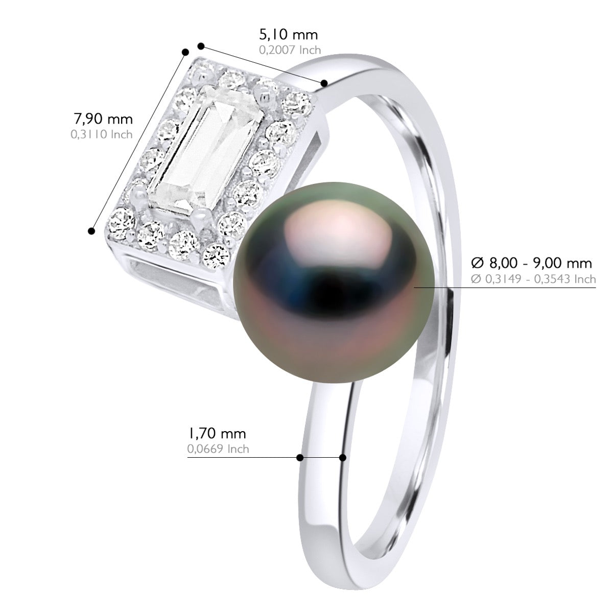 Ring Adjustable Cubic Zirconia - Longueur 18 cm