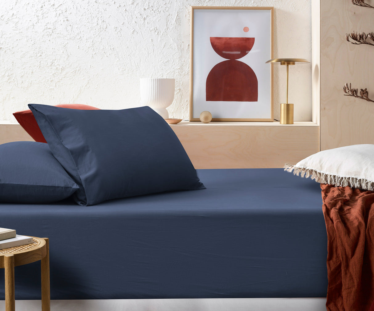 Accessorize Stone Washed Cotton Fitted Sheet Set - Denim