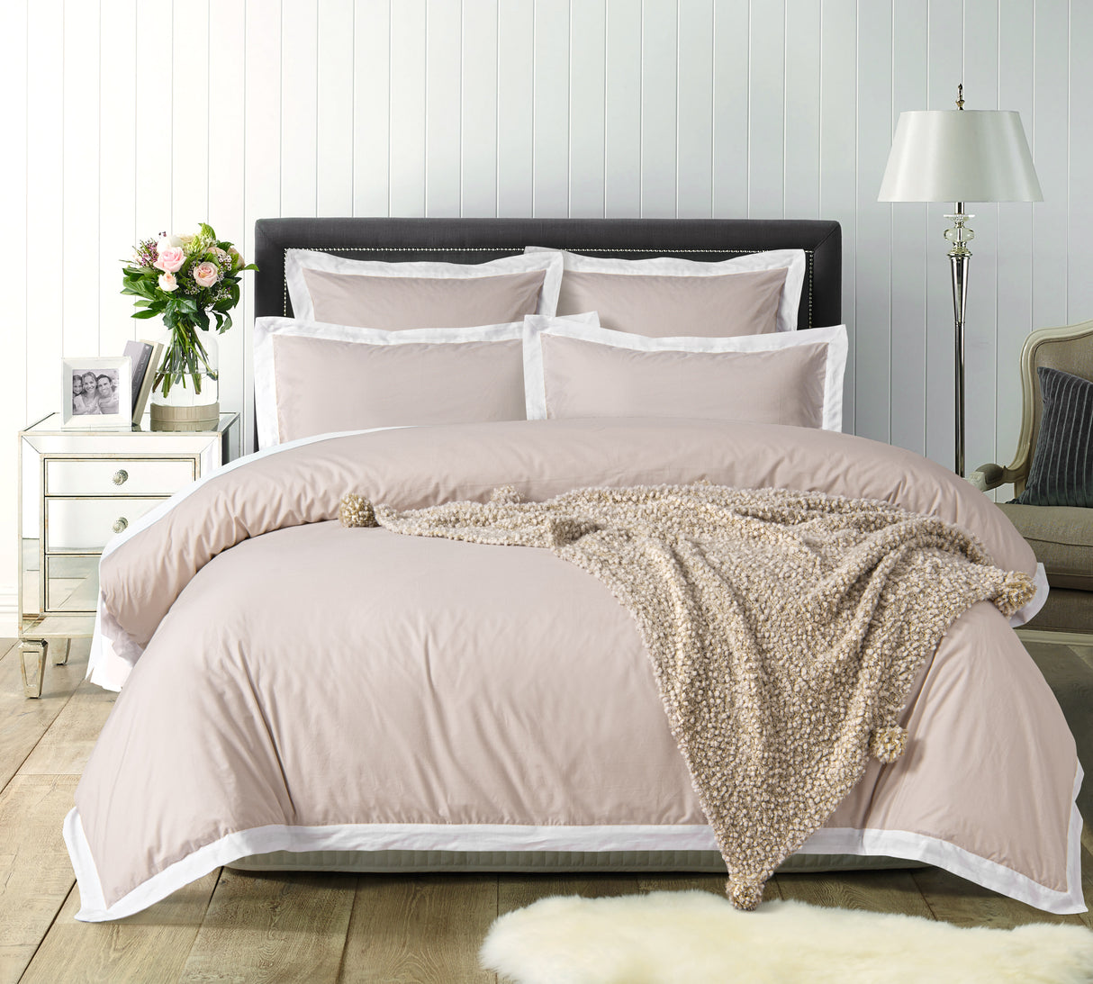 Accessorize Hotel Tailored Deluxe Cotton Quilt Cover Set - Natural/White