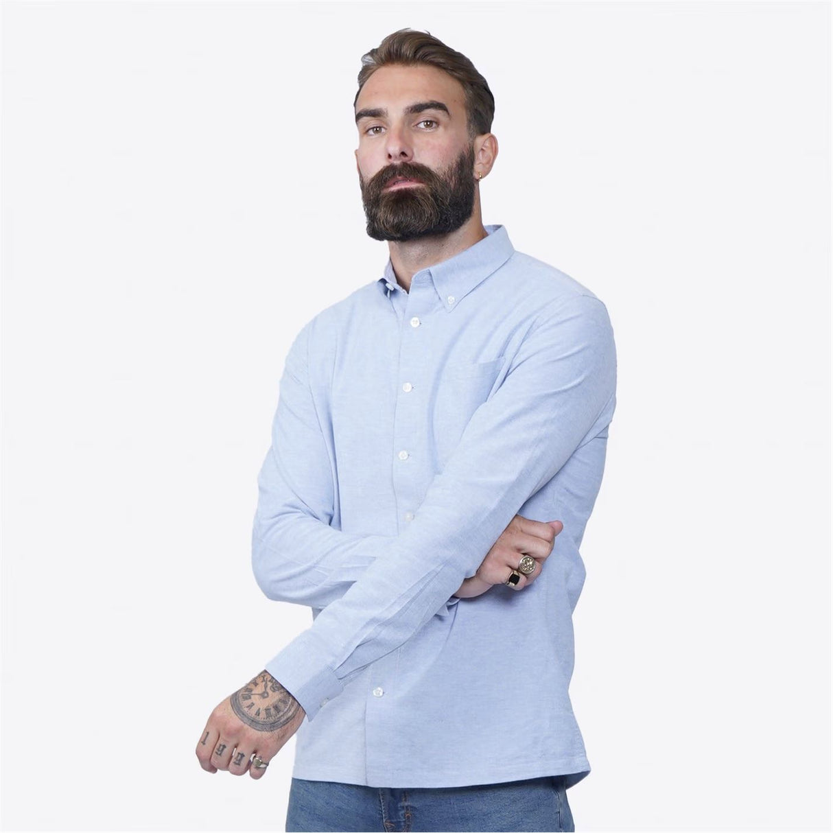 Firetrap Men's Basic Oxford Shirt - Blue - 2X-Large