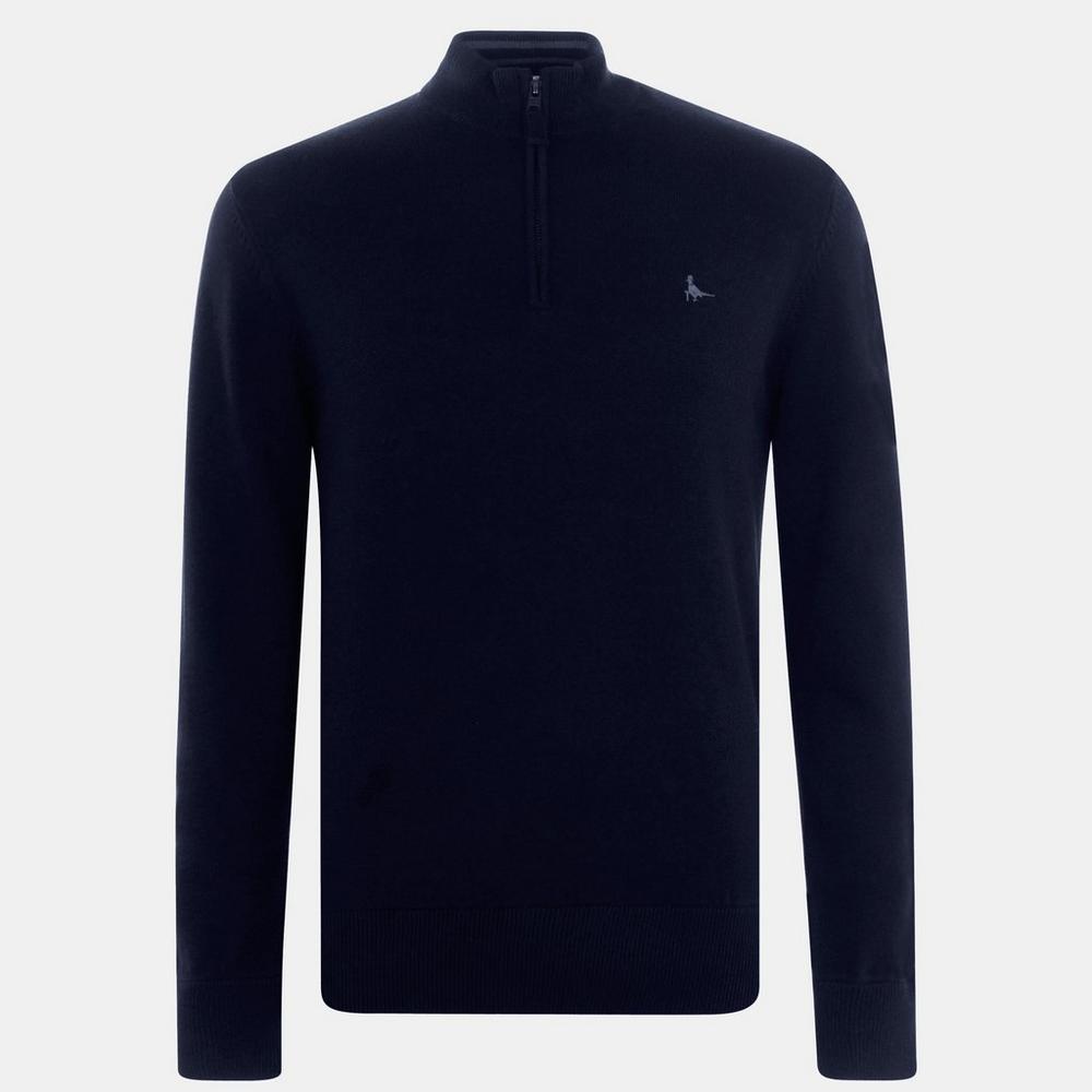 Jack Wills Funnel Neck Half Zip Jumper - Navy