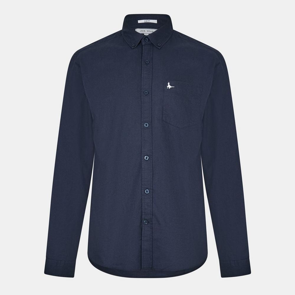 Jack Wills Mens Long Sleeve Oxfordord Shirt - Navy