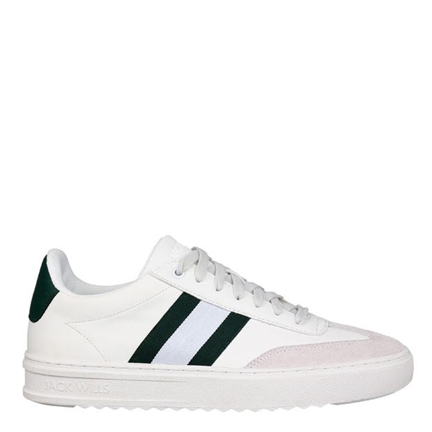 Jack Wills Mens Stripe Lace Up Trainers White/Green