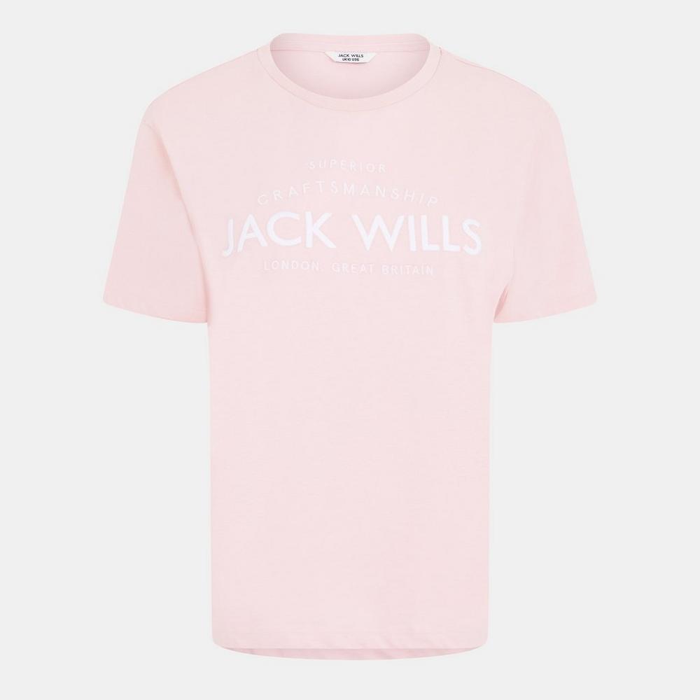 Jack Wills Womens Forstal Boyfriend Logo T-Shirt - Pink