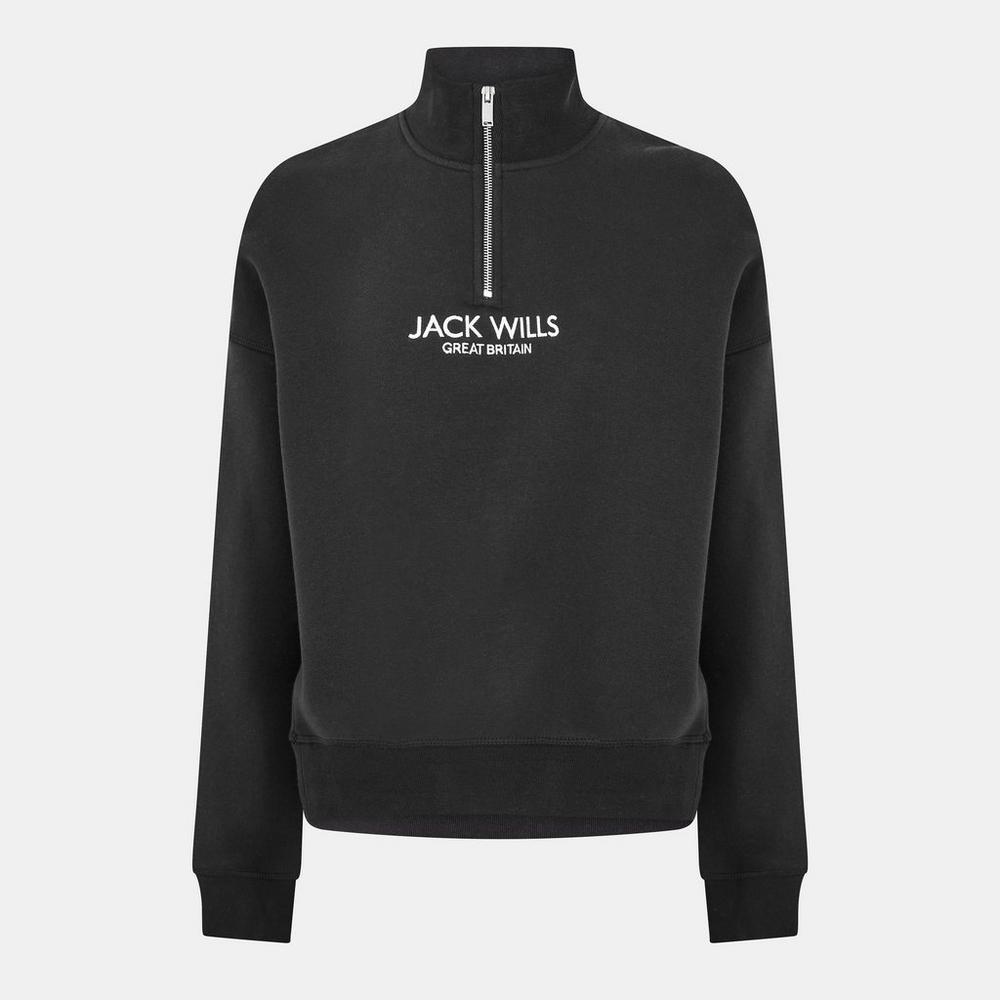 Jack Wills Womens Honeylane Half Zip Sweatshirt - Black