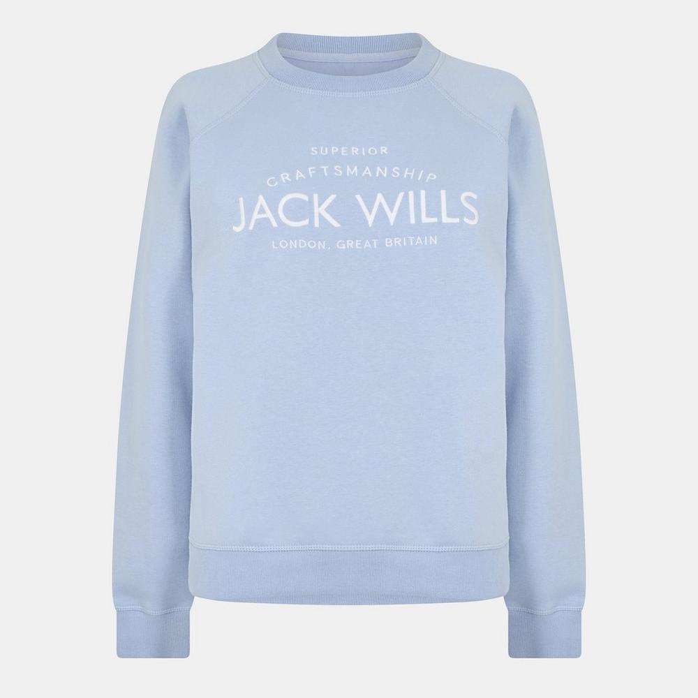 Jack Wills Womens Hunston Graphic Crew Neck Sweatshirt - Soft Blue