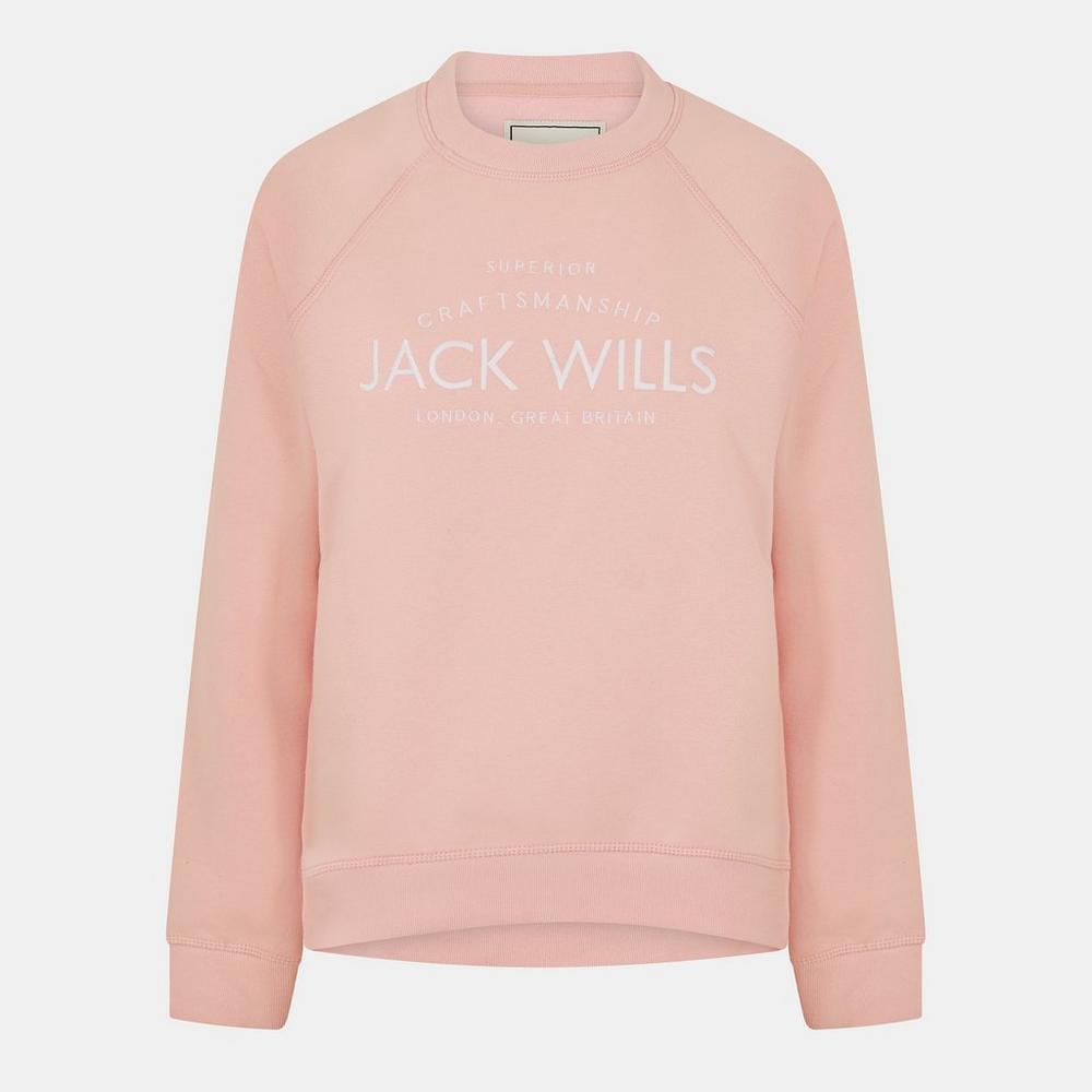 Jack Wills Womens Hunston Graphic Crew Neck Sweatshirt - Soft Pink