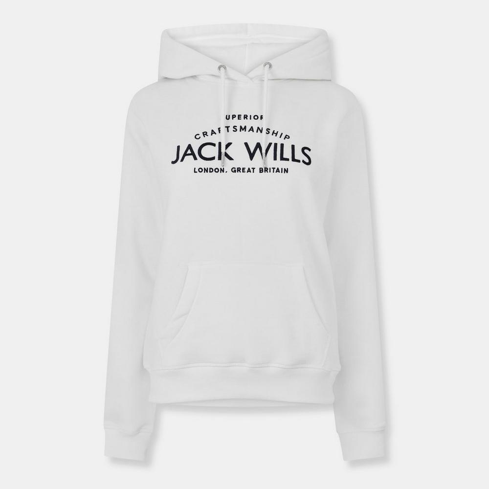 Jack Wills Womens Hunston Graphic Logo Hoodie - Vintage White