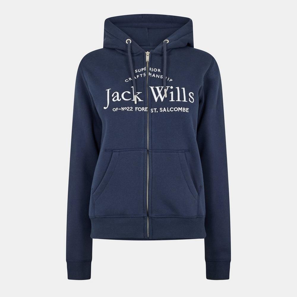 Jack Wills Womens Hunston Zip Hoodie - Navy
