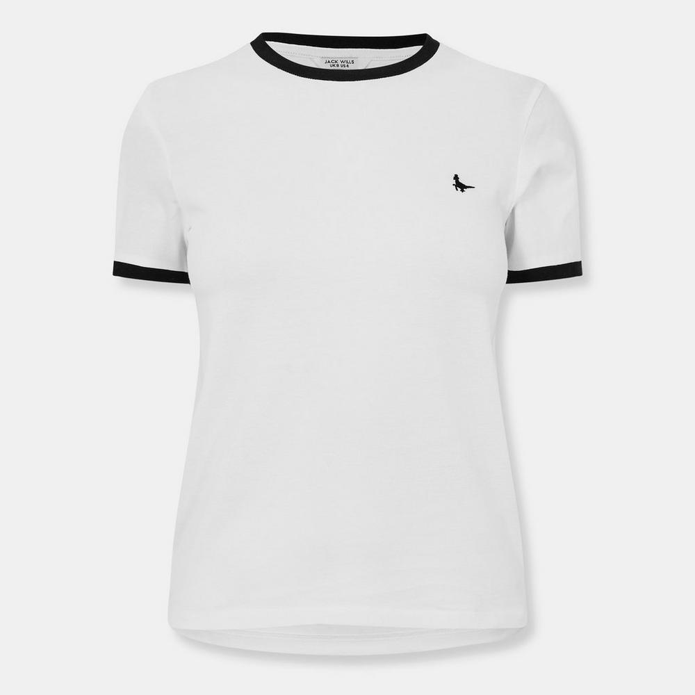 Jack Wills Womens Trinkey Ringer T-Shirt - White