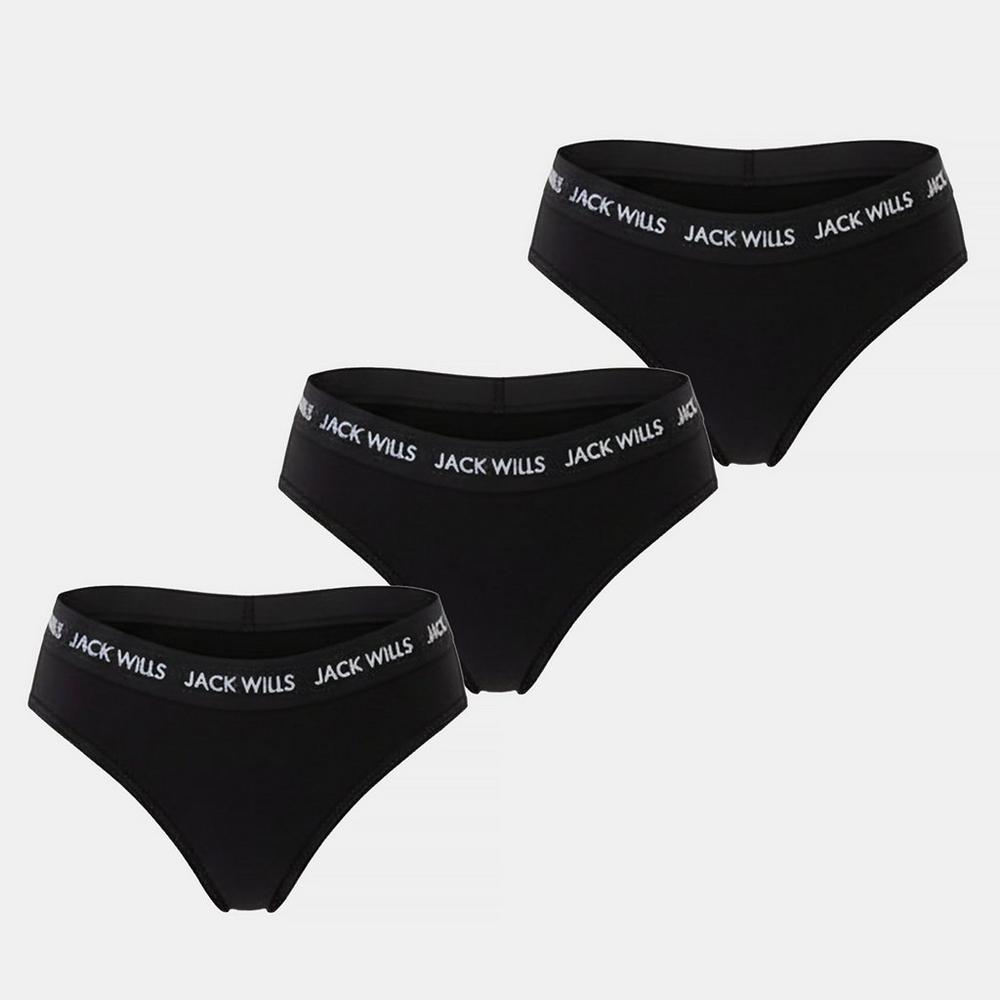 Jack Wills Womens Wilden 3 Pack Briefs - Black