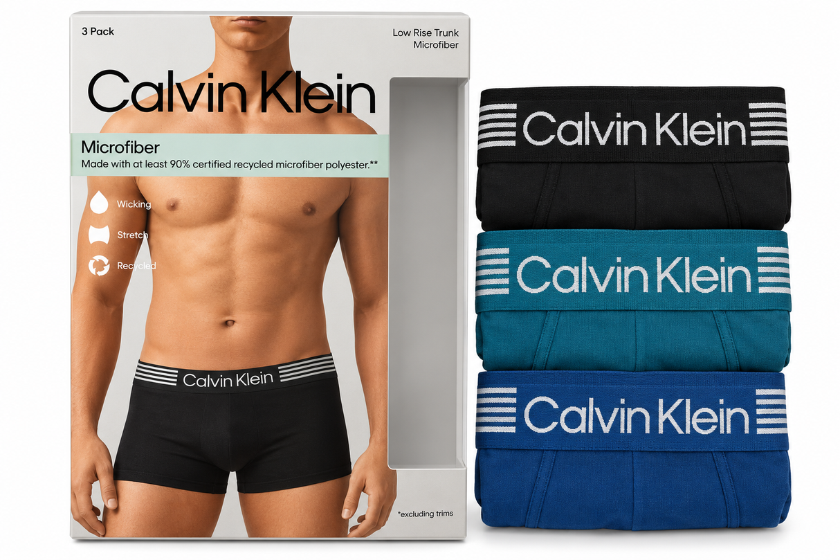 Calvin Klein Men's 3 Pack Low Rise Trunk - Black/Atlantic Deep/Delft